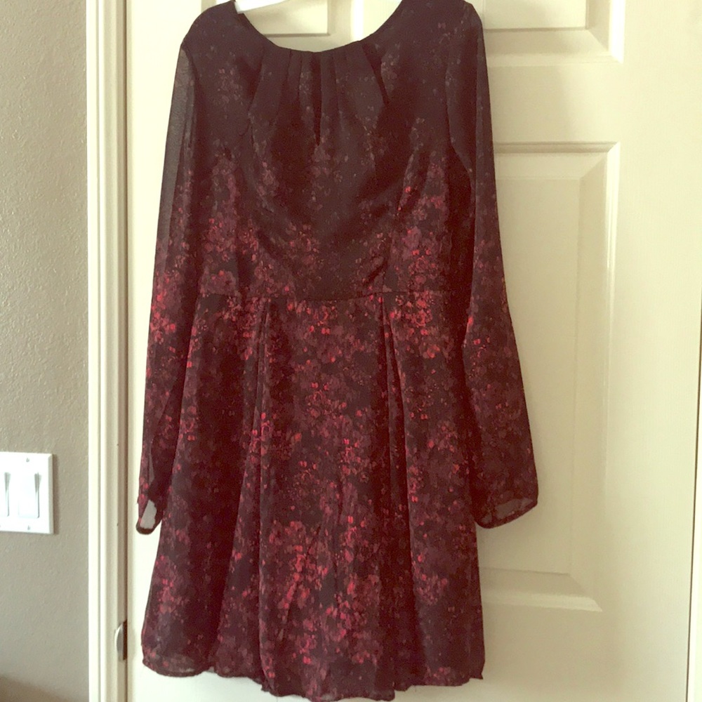 Sheer Black & Red Speckled Dress